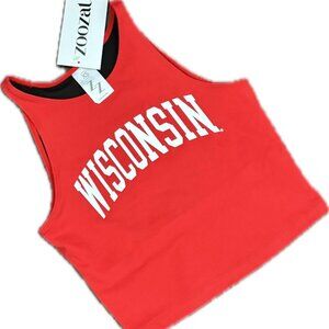ZOOZATZ Officially Licensed Wisconsin University NCAA First Down Crop Top SZ XS